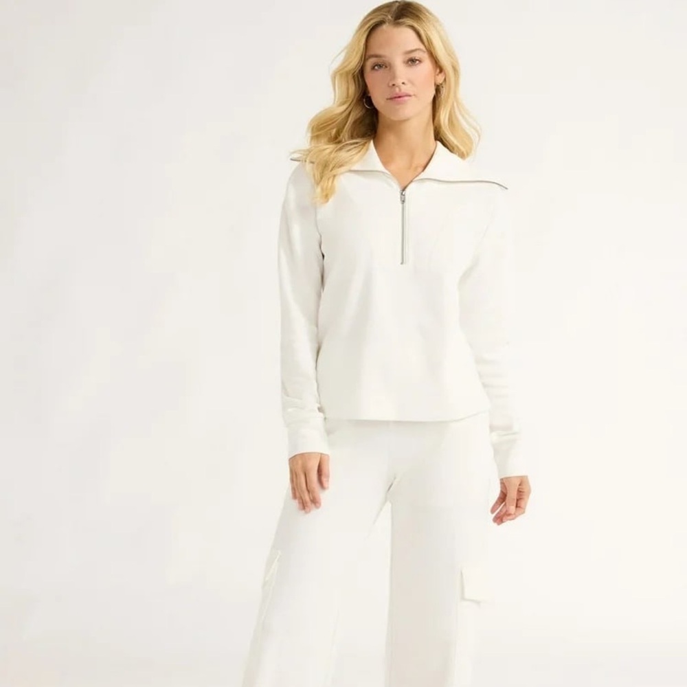 Free Assembly Women's Mock Neck Half Zip Knit Pullover Sweatshirt NWT